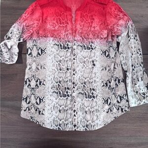 Calvin Klein Red and Beige Snake Print Blouse